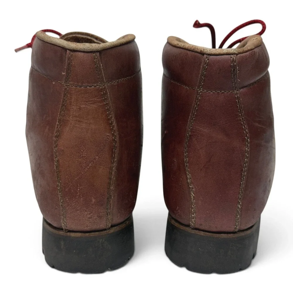 Vintage Vasque Highlander Boots Mens 11.5 Brown Red Hiking Outdoor Leather Italy